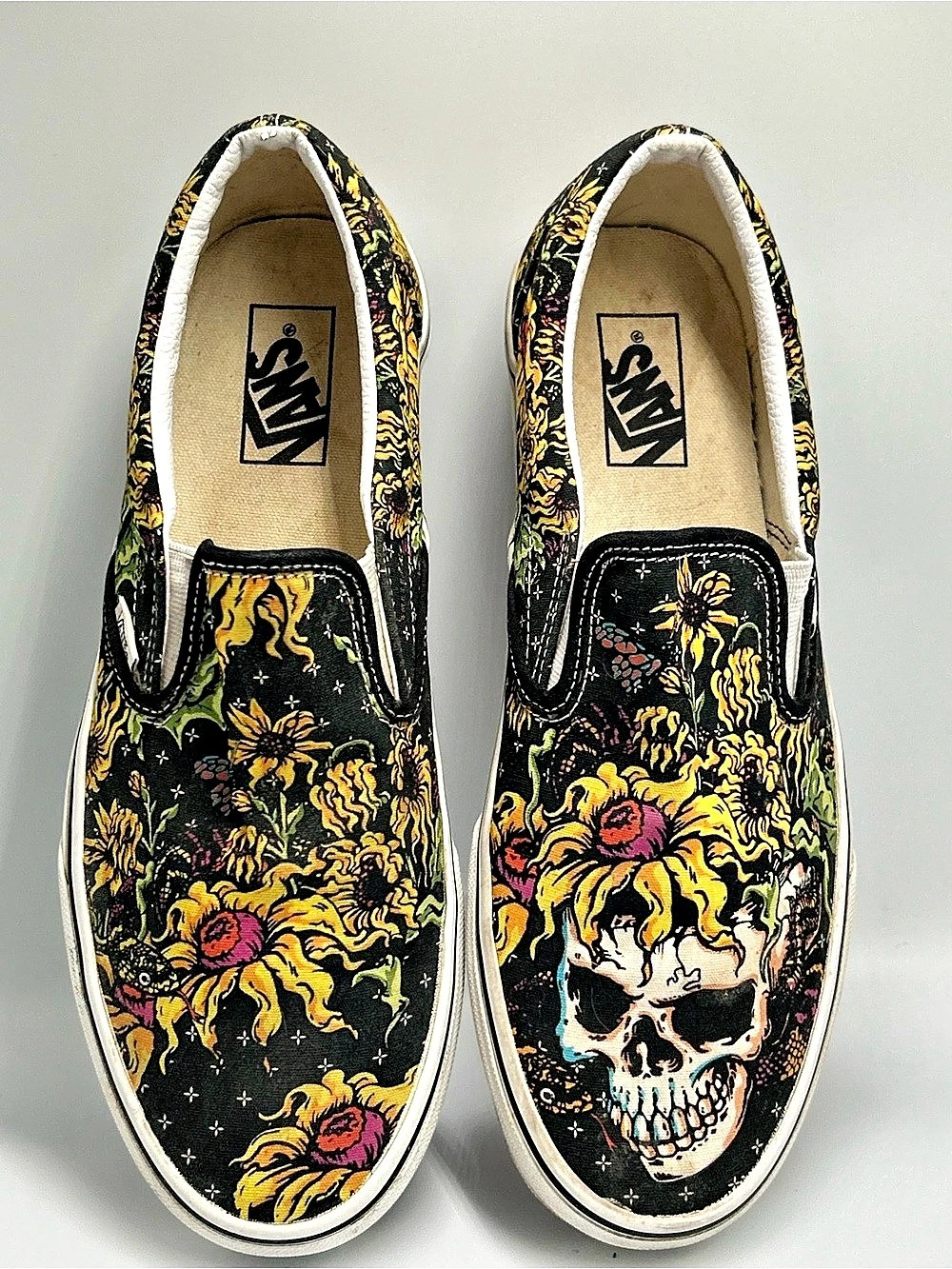 Vans Classic Slip-On Floral Skull Slip-On Sneakers US 11